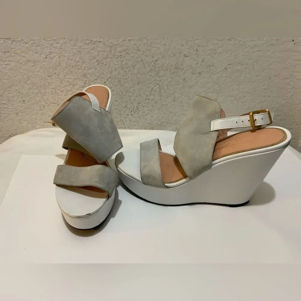 Robert Clergerie Suede Cutout Wedges 39.5 made in France